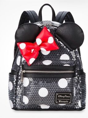 Disney Polka Dot Backpack with Red Minnie Bow and Ears